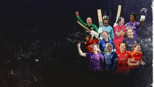 Group photo of the PCA Women’s Team of the Year 2025 featuring top-performing female cricketers in various team jerseys