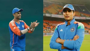 Indian cricketers Shubman Gill and Suryakumar Yadav in team India training kits during the Asia Cup