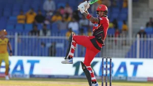 Alex Hales plays a shot in Desert Vipers jersey during ILT20 2025 match