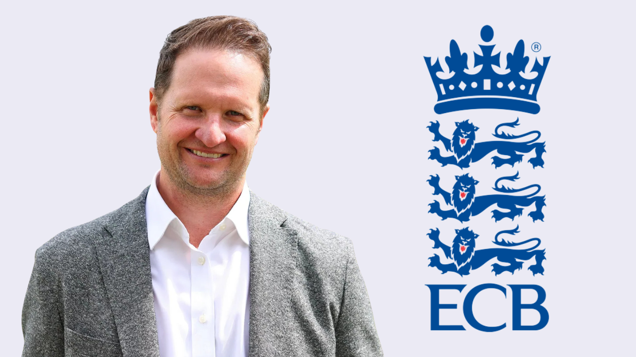 Rob Key pictured alongside the England and Wales Cricket Board (ECB) logo.