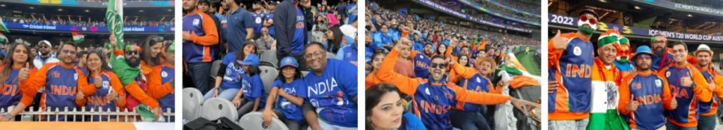 Crickbuster clients enjoying front-row seats and cheering for India during the ICC Men’s T20 World Cup 2022 in Australia