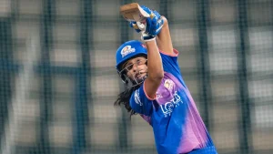 Mumbai Indians women’s team player batting during Women’s Premier League match