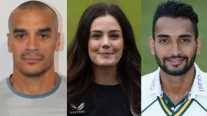 Portraits of Robert Ahmun, Emma Calvert, and Ajmal Shahzad side by side, each facing the camera.