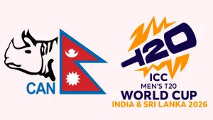 Cricket Association of Nepal (CAN) logo alongside the ICC Men’s T20 World Cup 2026 India & Sri Lanka logo.