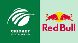 Logos of Cricket South Africa (CSA) and Red Bull side by side, representing a partnership or collaboration