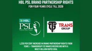 HBL Pakistan Super League announces brand partnership rights deal with TransGroup FZE for four-year cycle till 2029, marking record multi-billion rupee bid increase.