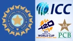 Logos of ICC, BCCI, PCB, and ICC Men's T20 World Cup 2026 highlighting collaboration for tournament in India and Sri Lanka