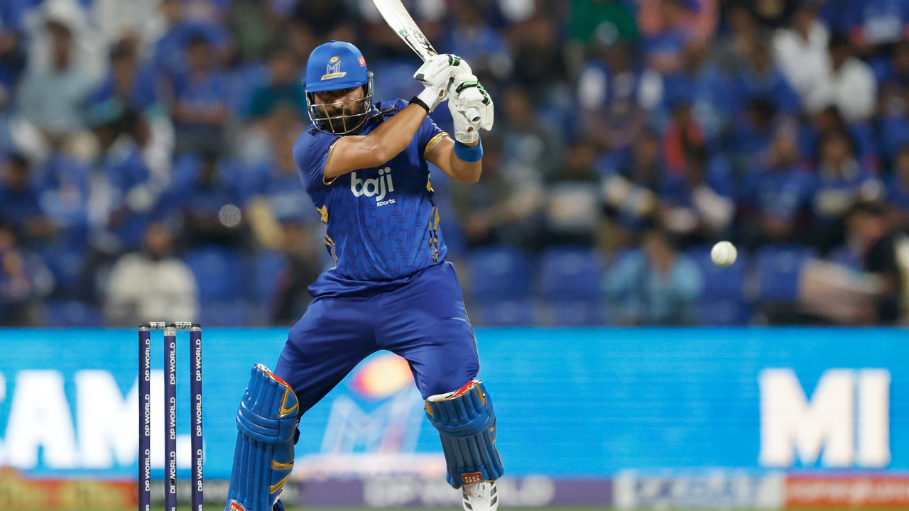 Muhammad Waseem batting for MI Emirates during DP World ILT20 Season 4 match