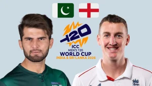 Shaheen Shah Afridi and Harry Brook ahead of the ICC Men’s T20 World Cup 2026 in India and Sri Lanka, representing Pakistan and England respectively.