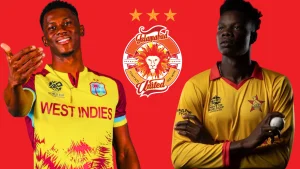 Shamar Joseph and Blessing Muzarabani featured alongside the Islamabad United PSL logo in promotional graphic.