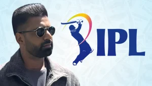 Abhinav Mukund wearing sunglasses next to IPL logo with dollar currency background, Indian cricket league financial theme