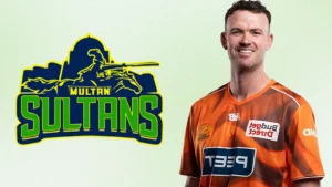 Ashton Turner alongside the Multan Sultans logo representing the Pakistan Super League franchise.