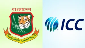 Bangladesh Cricket Board (BCB) logo featuring a tiger crest alongside the ICC logo representing international cricket governance