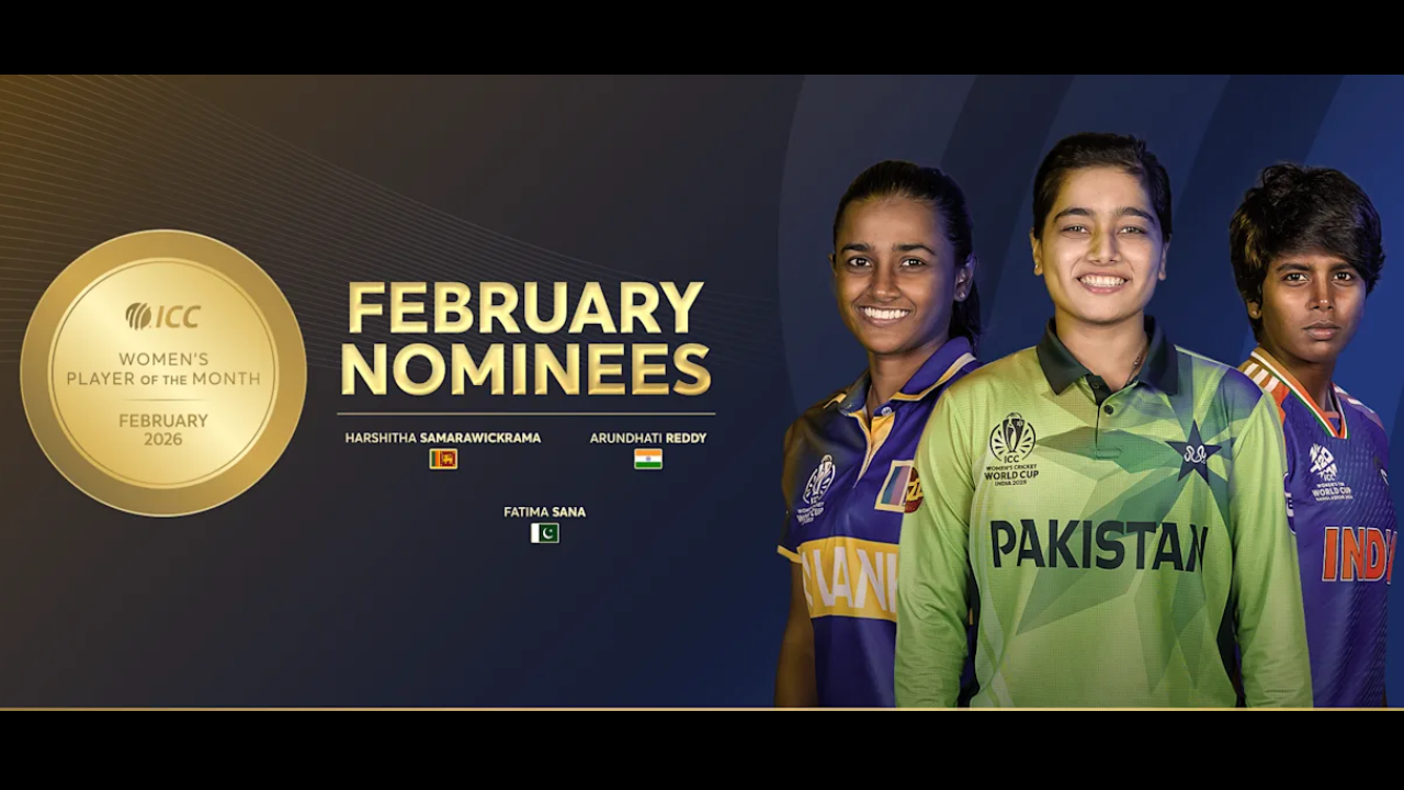 ICC Women’s Player of the Month February 2026 nominees Harshitha Samarawickrama, Fatima Sana and Arundhati Reddy