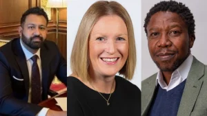 Portraits of Sayed Akram, Catherine Douglas and Qondisa Ngwenya in a three panel professional headshot image