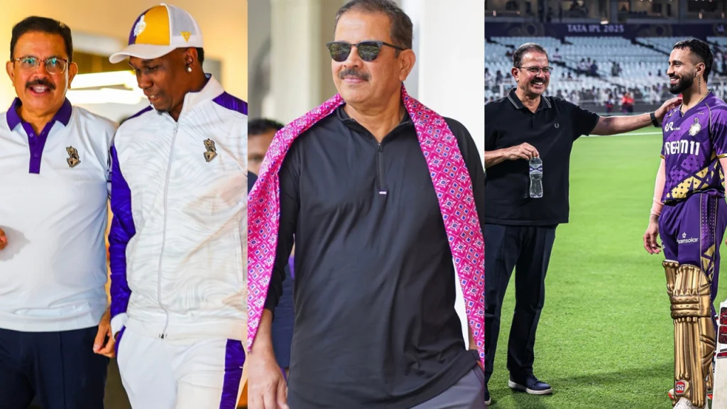 Venky Mysore with Kolkata Knight Riders players and staff during IPL activities and team interactions.