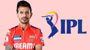 Yuzvendra Chahal in Punjab Kings jersey alongside IPL logo, representing Indian Premier League cricket player profile image