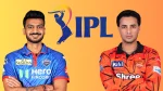 Axar Patel and Abhishek Sharma with IPL logo representing Delhi Capitals and Sunrisers Hyderabad players
