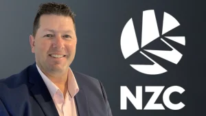 Geoff Allott portrait alongside New Zealand Cricket NZC logo on dark background.
