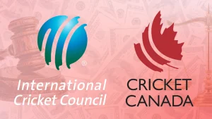International Cricket Council and Cricket Canada logos over financial background symbolizing cricket governance and funding structure
