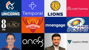 IPL teams and sponsors collage featuring Mumbai Indians, Sunrisers Hyderabad, San Francisco Unicorns, and brand partners logos