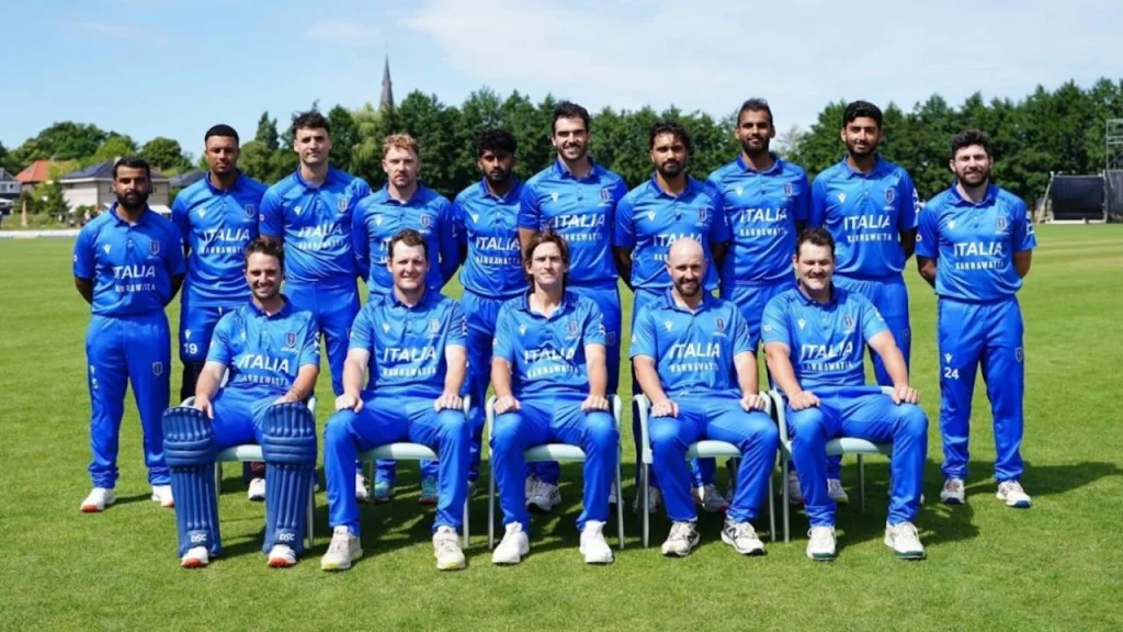 Italy national cricket team squad posing for official group photo ahead of 2026 ICC Men’s T20 World Cup