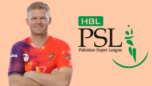 Sam Billings portrait alongside HBL PSL Pakistan Super League logo representing franchise cricket participation