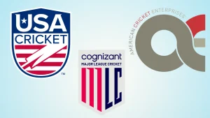 USA Cricket, American Cricket Enterprises ACE and Major League Cricket MLC logos representing US cricket governance and league structure