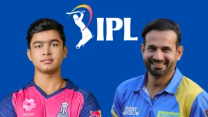 Vaibhav Sooryavanshi and Irfan Pathan featured alongside IPL logo in a promotional or analysis graphic for IPL 2026