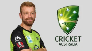 Andrew McDonald featured alongside the Cricket Australia logo in an image related to Australian cricket and coaching.