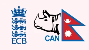 England and Wales Cricket Board (ECB) logo alongside the Cricket Association of Nepal (CAN) logo on a plain background.