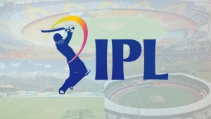 IPL logo displayed over a collage of major Indian cricket stadiums including Narendra Modi Stadium in Ahmedabad, HPCA Stadium in Dharamshala, and New Chandigarh International Cricket Stadium.