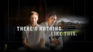 Joe Root and Heather Knight featured in a promotional cricket image with Lord’s Cricket Ground and the text “There’s Nothing Like This”.