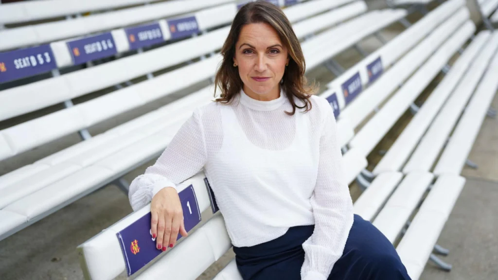Katie Maier, MCC Chief Marketing Officer, seated in the stands at Lord’s Cricket Ground.