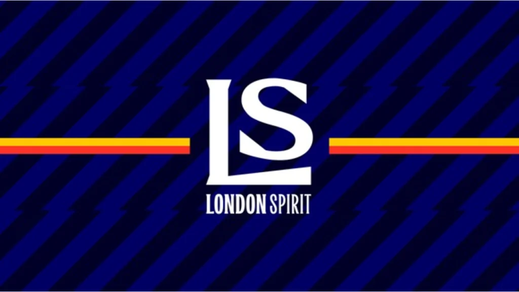 London Spirit team logo on a blue background representing The Hundred cricket competition.