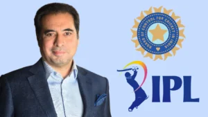 Mohit Burman featured alongside BCCI and IPL logos in a cricket administration and IPL-related graphic.