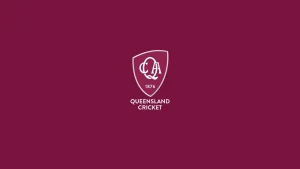 Queensland Cricket logo featuring CA monogram and 1876 on maroon background Australia