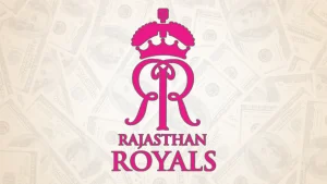 Rajasthan Royals IPL team logo on background with US dollar currency notes indicating financial context
