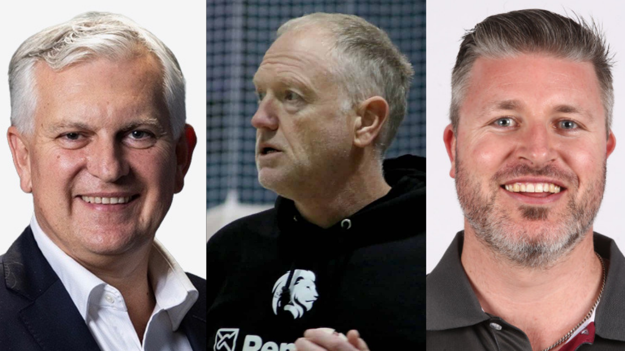 Headshots of Rohan Lund, Dominic Ostler and Damien Clark in a three-panel collage image