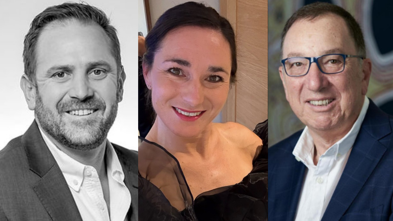 Portrait collage featuring Simon Porter, Dame Sarah Storey and Tim Ungar, prominent figures in sports leadership and administration.