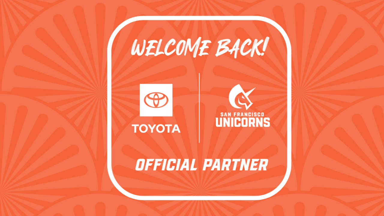 Toyota announced as official partner of San Francisco Unicorns with welcome back partnership graphic