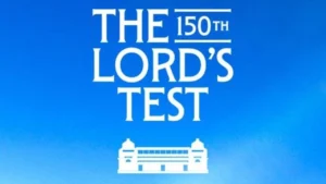 Official logo for the 150th Lord's Test, commemorating the historic milestone match at Lord's Cricket Ground.