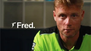Andrew Flintoff, head coach of Sydney Thunder, during a promotional appearance in team apparel ahead of a cricket season.