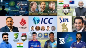 Collage featuring major cricket industry stories including ICC governance, IPL and BBL developments, Cricket Canada, Cricket Australia, San Francisco Unicorns, Desert Vipers, and international cricket executives.
