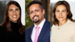 Jenny Mitton, Shannon Rosario and Elena Narozanski featured in a professional portrait montage highlighting leadership and executive roles within the cricket industry.