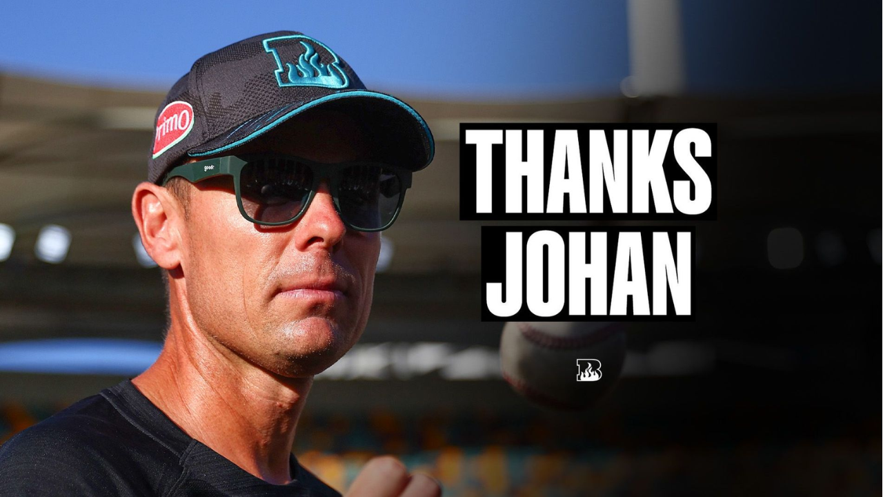 Portrait of Johan Botha wearing sunglasses and a team cap, featured in a tribute graphic with the text “Thanks Johan” recognizing his contribution to cricket.