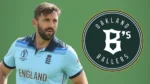 Former England fast bowler Liam Plunkett pictured alongside the Oakland Ballers logo following his involvement with the baseball club.