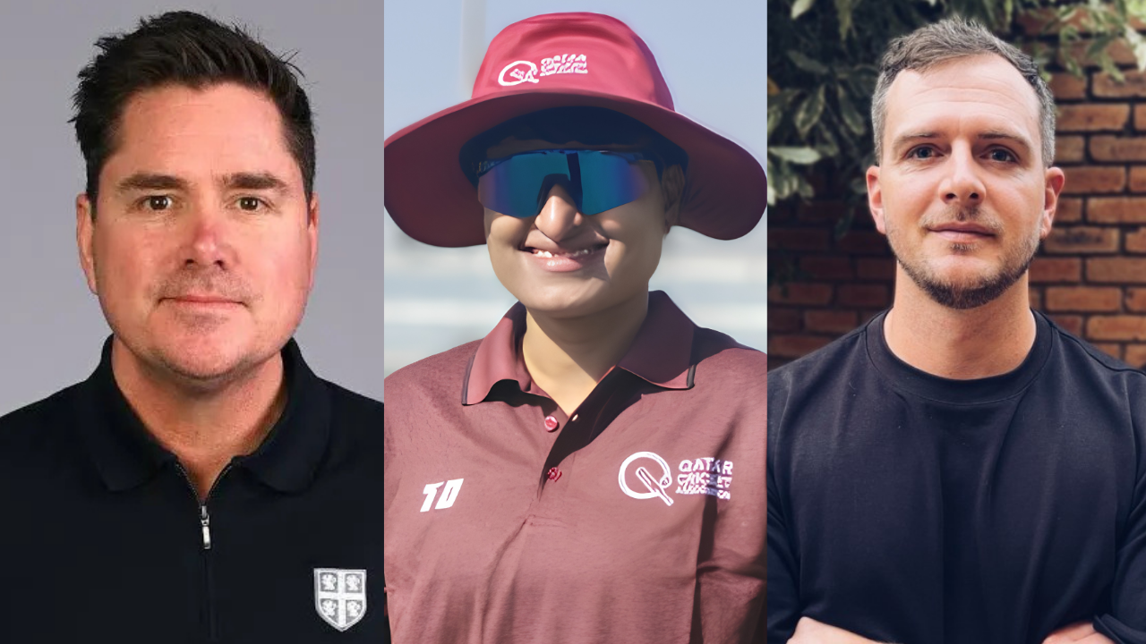 Marcus North, Fatema Tuz Jahara, and Kyle Williamson pictured in a composite image highlighting cricket coaching, development, and administration roles.