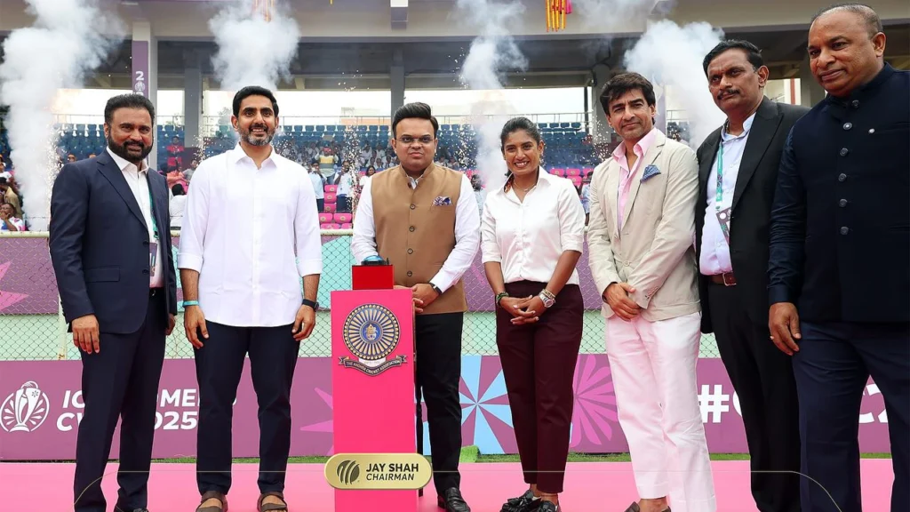 Mithali Raj attends a ceremony at the VDCA International Cricket Stadium in Visakhapatnam, where a stadium stand was named in her honour by the Andhra Cricket Association.