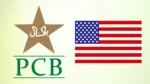 Pakistan Cricket Board (PCB) logo displayed alongside the United States flag, representing cricket relations or a potential partnership between PCB and USA Cricket.